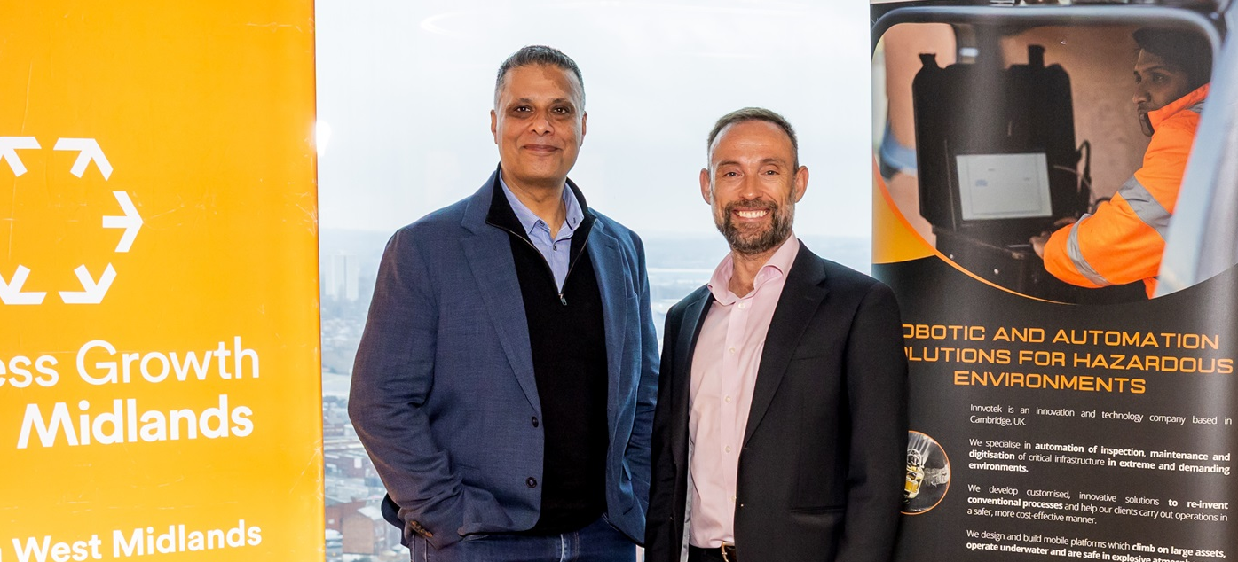 Shahid Mughal founder of Innvotek behind Birmingham deep-sea inspection robot with Ian McLaughlan, Business Growth West Midlands