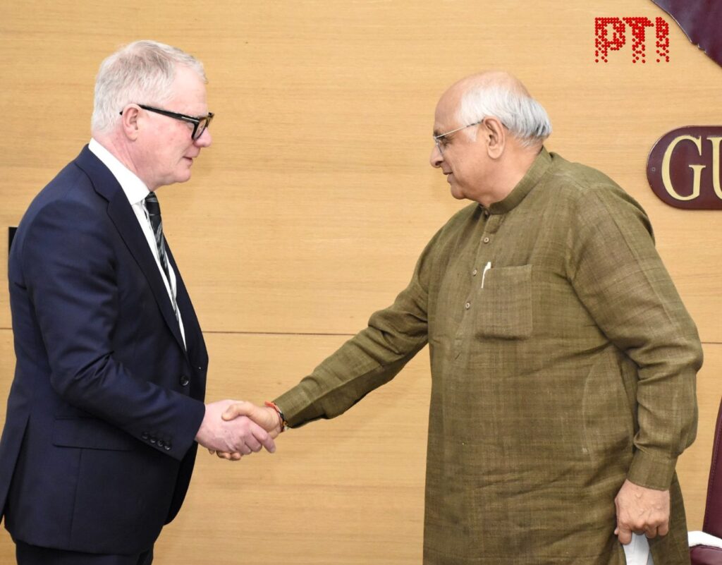 West Midlands Mayor, Richard Parker with Gujarat Chief Minister, Bhupendra Patel